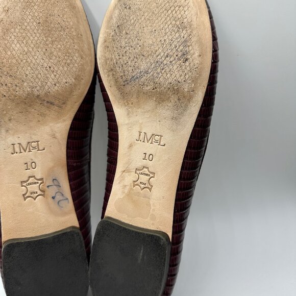 J. McLaughlin Anastasia Embossed Leather Flats Crocodile French Merlot Size 10 - Picture 8 of 8